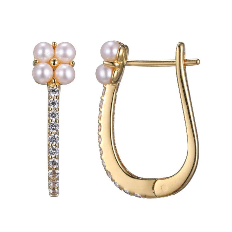 YGP Sterling CZ and FWP Pearl Hoop Earrings - Walter Bauman Jewelers