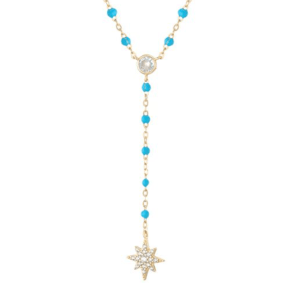 YGP Sterling CZ Blue Enamel Star Y-Necklace - Walter Bauman Jewelers