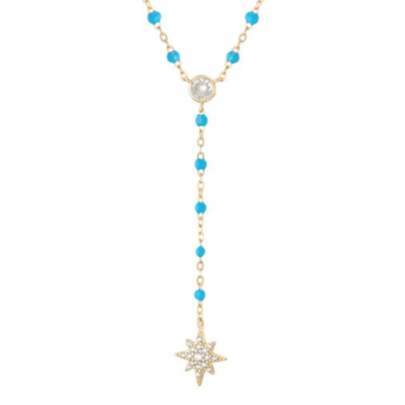 YGP Sterling CZ Blue Enamel Star Y-Necklace - Walter Bauman Jewelers