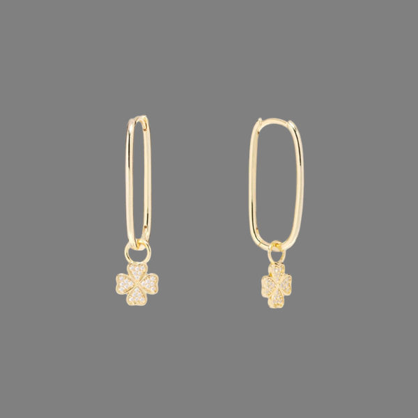 YGP Sterling CZ Clover Hoop Earrings - Walter Bauman Jewelers