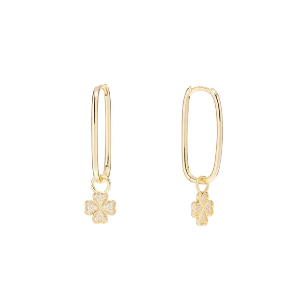 YGP Sterling CZ Clover Hoop Earrings - Walter Bauman Jewelers