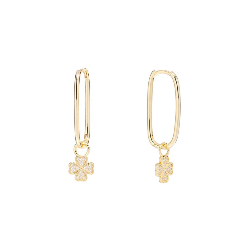 YGP Sterling CZ Clover Hoop Earrings - Walter Bauman Jewelers