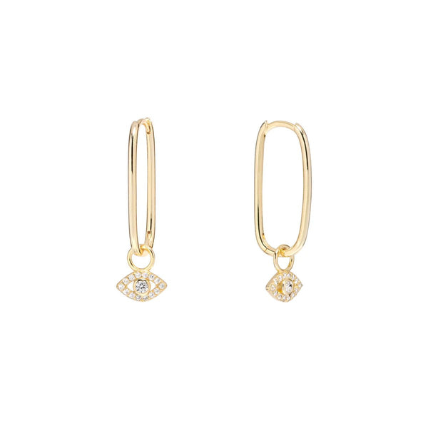 YGP Sterling CZ Eye Hoop Earrings - Walter Bauman Jewelers