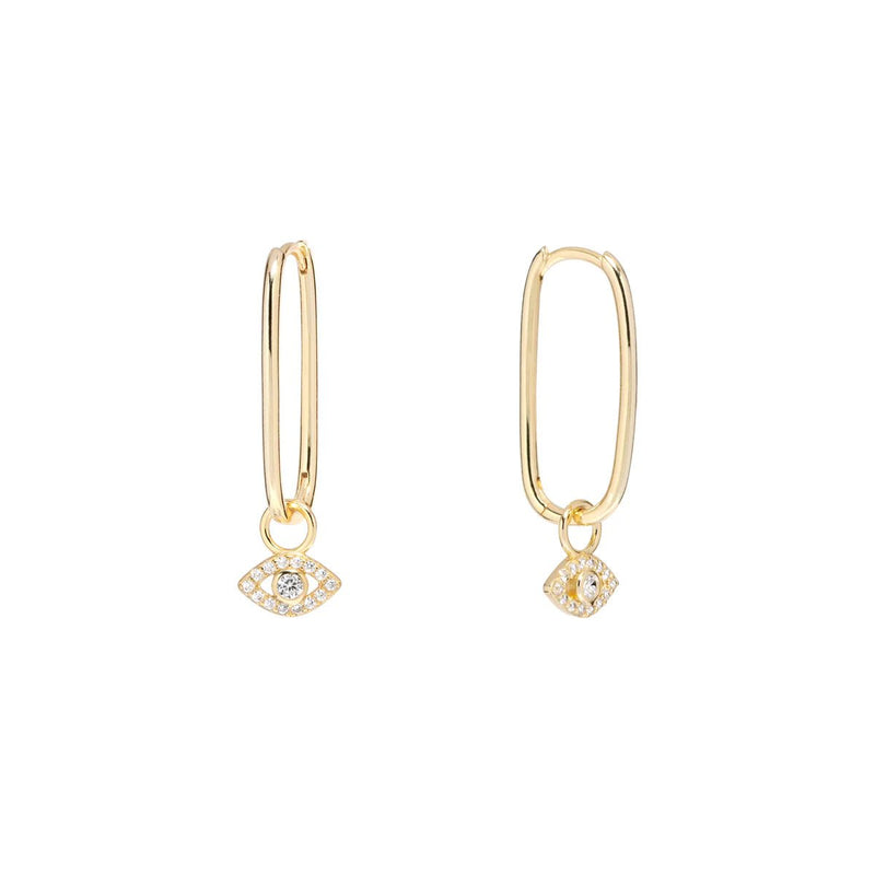 YGP Sterling CZ Eye Hoop Earrings - Walter Bauman Jewelers