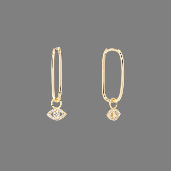 YGP Sterling CZ Eye Hoop Earrings - Walter Bauman Jewelers