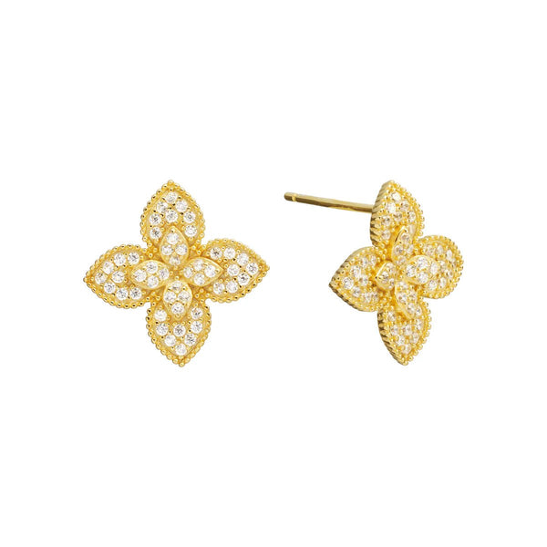 YGP Sterling CZ Flower Stud Earrings - Walter Bauman Jewelers