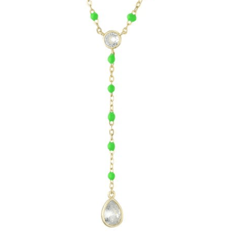 YGP Sterling CZ Green Enamel Y-Necklace - Walter Bauman Jewelers