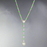 YGP Sterling CZ Green Enamel Y-Necklace - Walter Bauman Jewelers