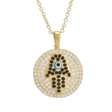 YGP Sterling CZ Hamsa Disk Necklace - Walter Bauman Jewelers