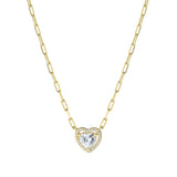 YGP Sterling CZ Heart Necklace with Paperclip Chain - Walter Bauman Jewelers