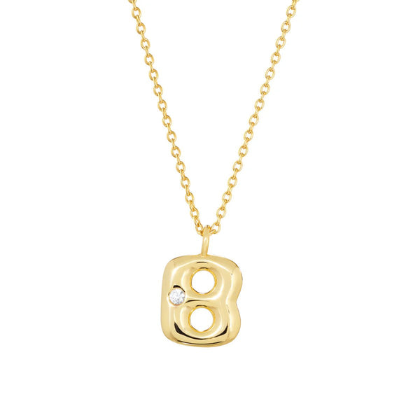 YGP Sterling CZ Initial 'B' Pendant with Chain - Walter Bauman Jewelers