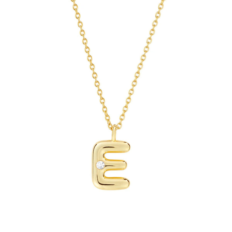 YGP Sterling CZ Initial 'E' Pendant with Chain - Walter Bauman Jewelers