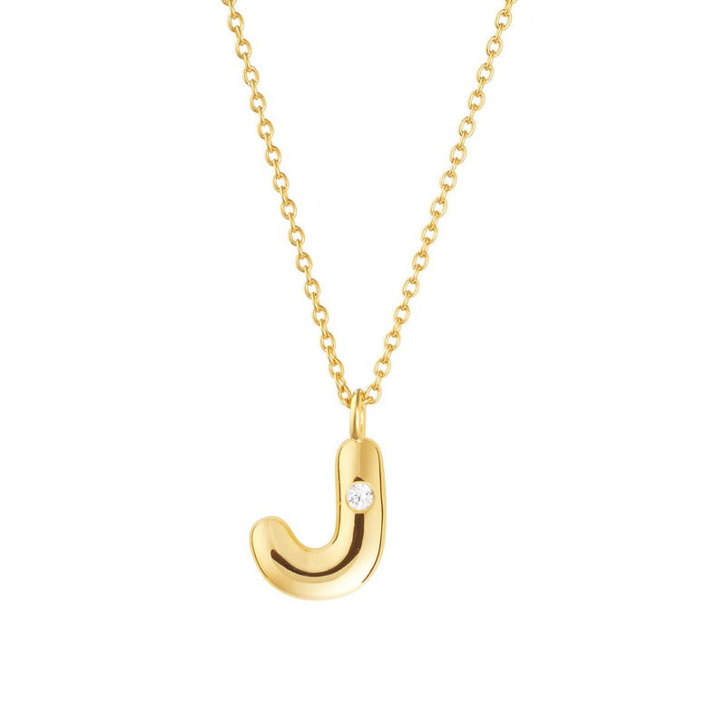 YGP Sterling CZ Initial 'J' Pendant with Chain - Walter Bauman Jewelers