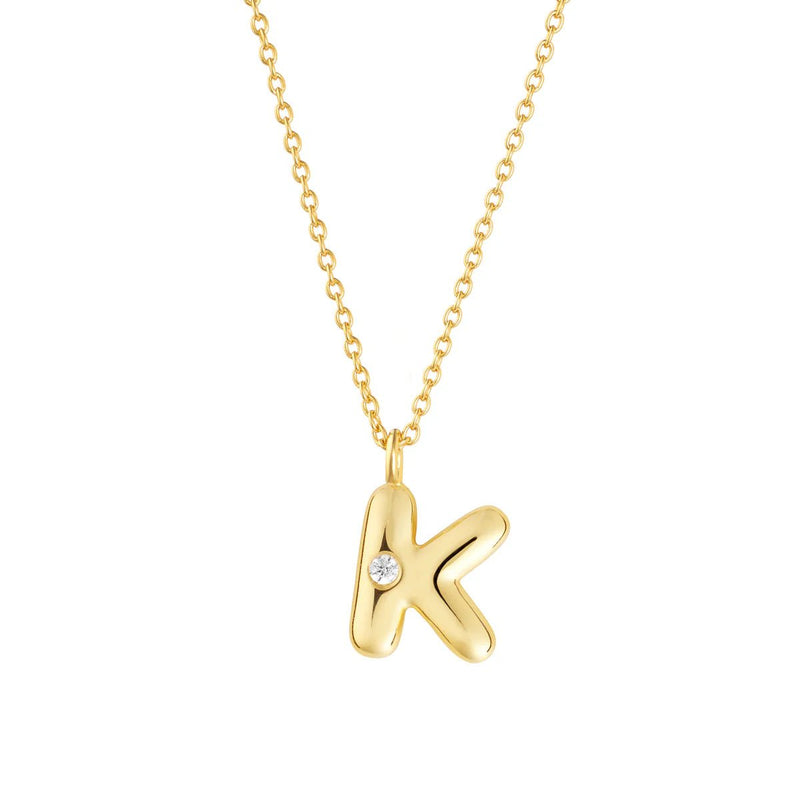 YGP Sterling CZ Initial 'K' Pendant with Chain - Walter Bauman Jewelers