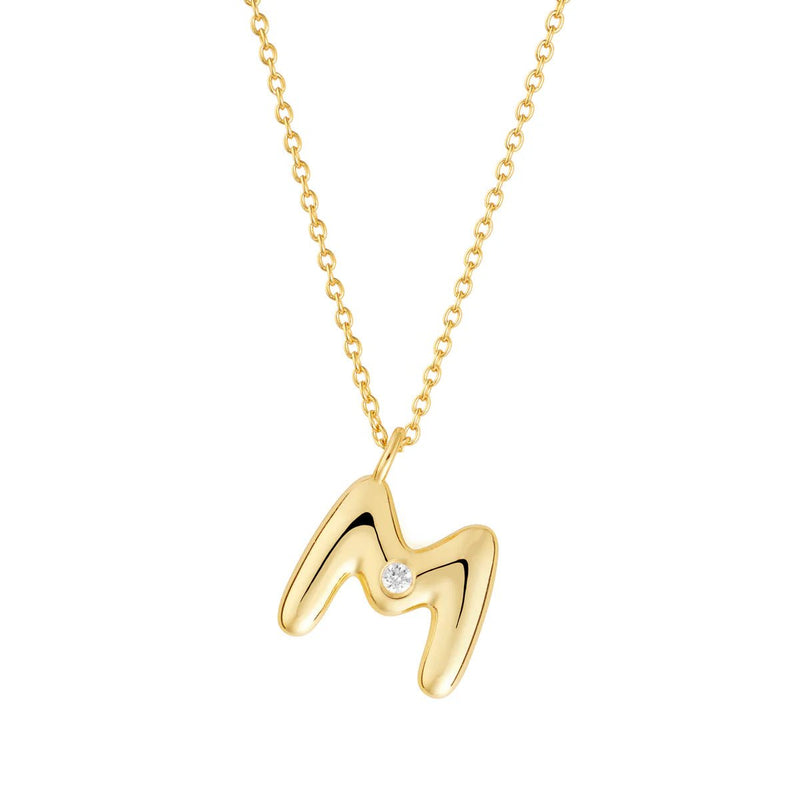 YGP Sterling CZ Initial 'M' Pendant with Chain - Walter Bauman Jewelers