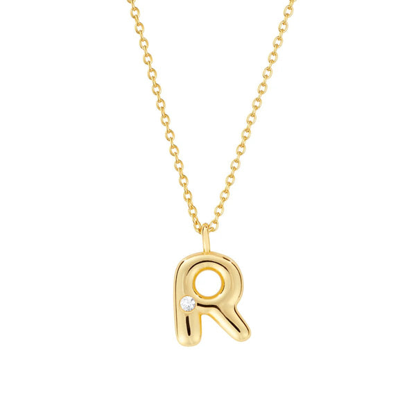 YGP Sterling CZ Initial 'R' Pendant with Chain - Walter Bauman Jewelers