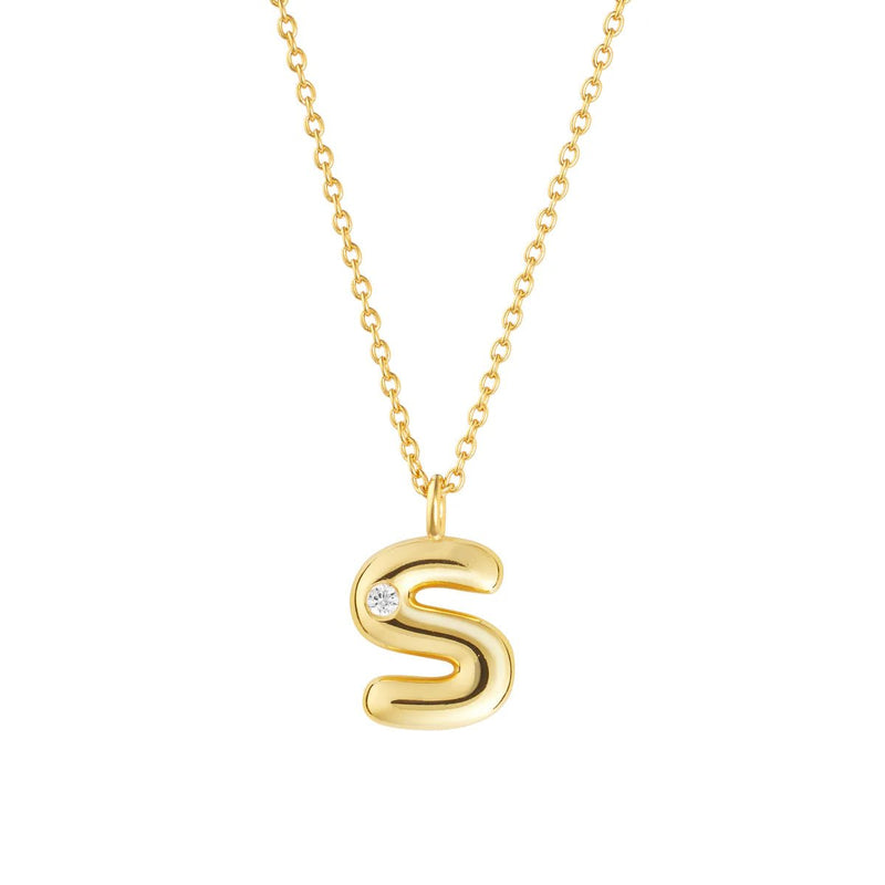 YGP Sterling CZ Initial 'S' Pendant with Chain - Walter Bauman Jewelers