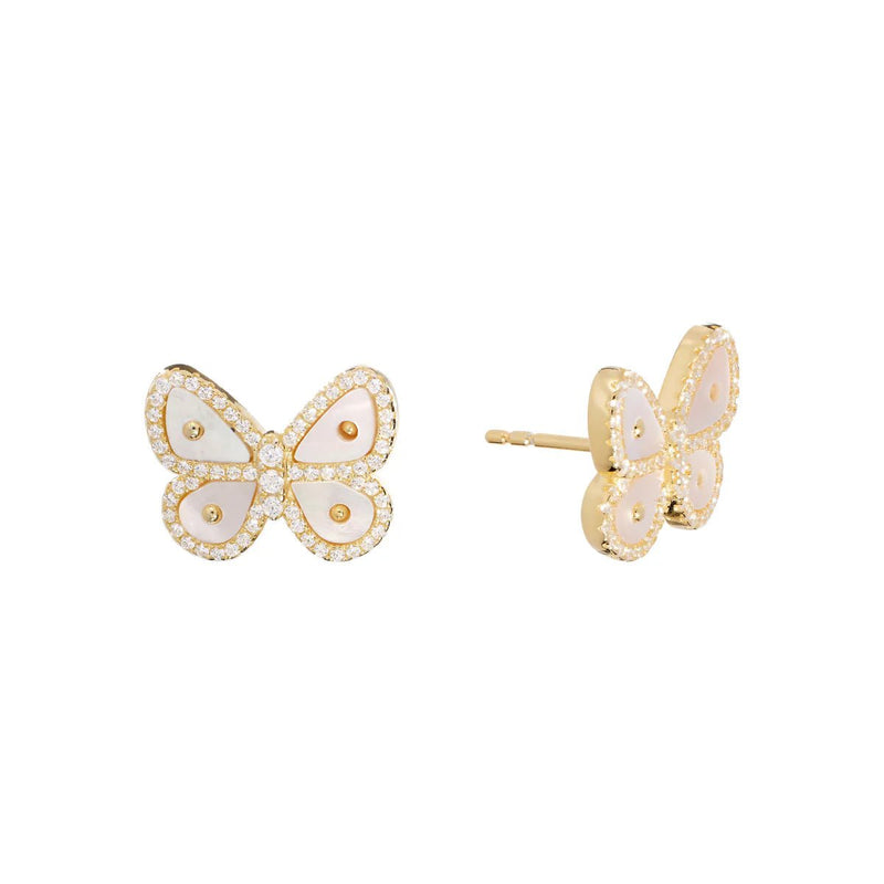 YGP Sterling CZ MOP Butterfly Earrings - Walter Bauman Jewelers