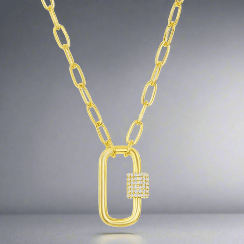 YGP Sterling CZ Oval Link Necklace - Walter Bauman Jewelers