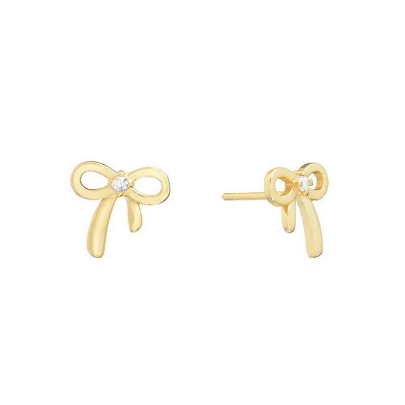 YGP Sterling CZ Small Bow Earrings - Walter Bauman Jewelers