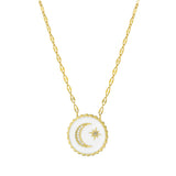 YGP Sterling CZ White Enamel Moon Pendant - Walter Bauman Jewelers