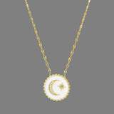 YGP Sterling CZ White Enamel Moon Pendant - Walter Bauman Jewelers