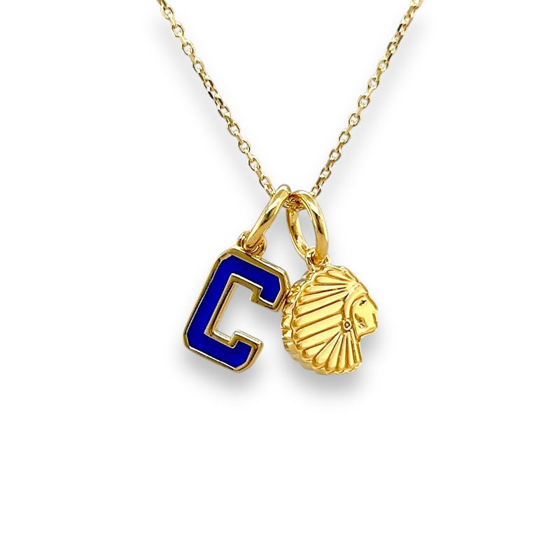 YGP Sterling Enamel "C" and Indian Pendant - Walter Bauman Jewelers