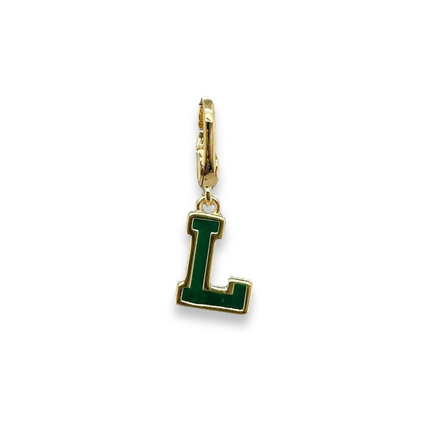 YGP Sterling Green Enamel "L" Charm - Walter Bauman Jewelers