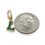 YGP Sterling Green Enamel "L" Charm - Walter Bauman Jewelers