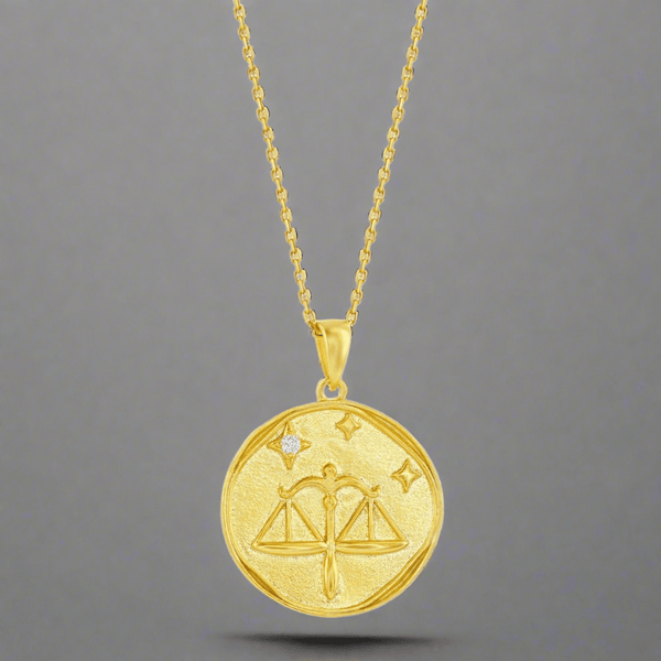 YGP Sterling 'Libra' CZ Circle Zodiac Pendant w/Chain - Walter Bauman Jewelers