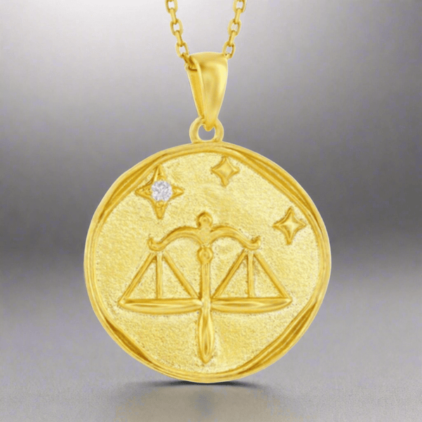 YGP Sterling 'Libra' CZ Circle Zodiac Pendant w/Chain - Walter Bauman Jewelers