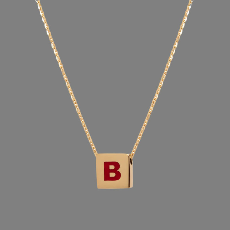 YGP Sterling Red Enamel Initial 'B' Pendant - Walter Bauman Jewelers