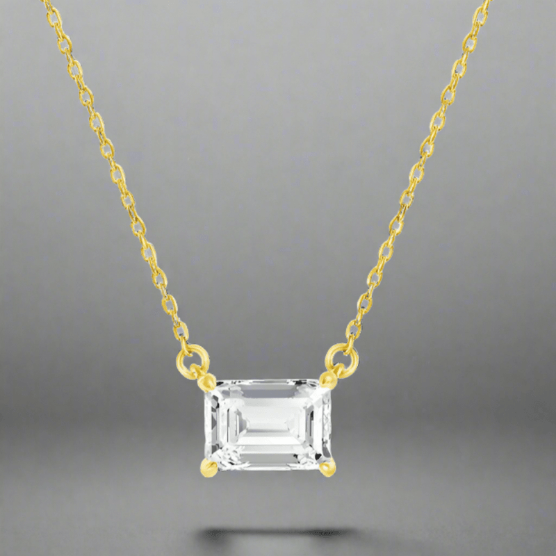 YGP Sterling Solitaire Rectangle CZ, Necklace & Earrings Set - Walter Bauman Jewelers