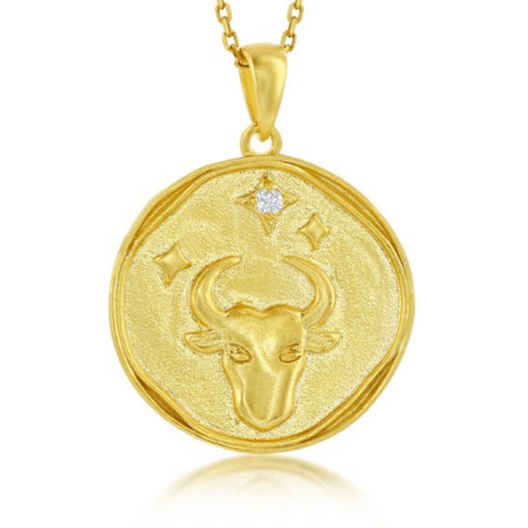 YGP Sterling 'Taurus' CZ Circle Zodiac Pendant w/Chain - Walter Bauman Jewelers