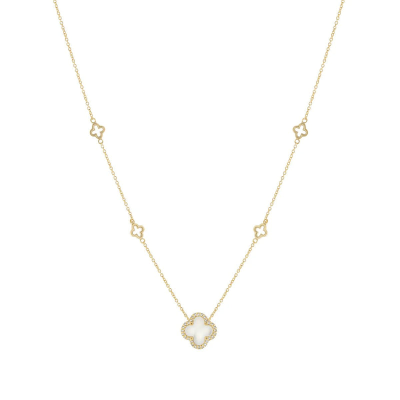 YGP Sterling White MOP CZ Clover Necklace - Walter Bauman Jewelers