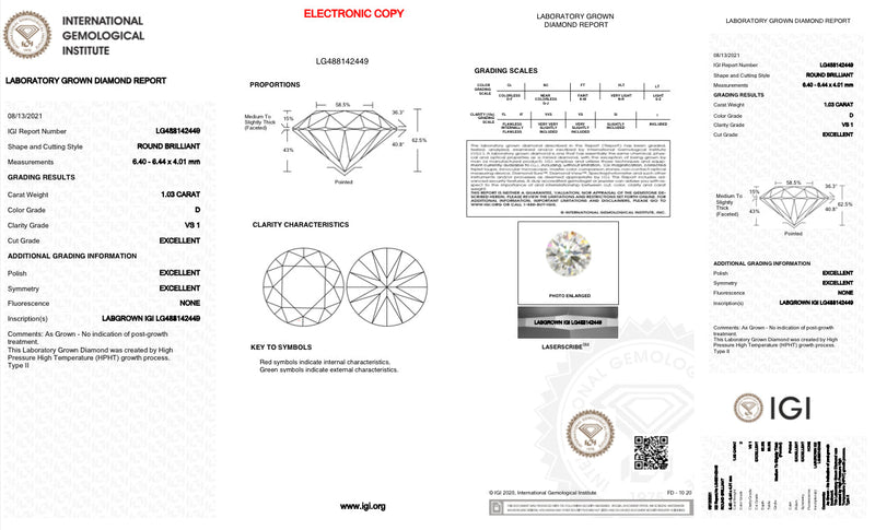 1.03ct D/VS1 RBC Lab Created Diamond IGI#LG488142449 - Walter Bauman Jewelers
