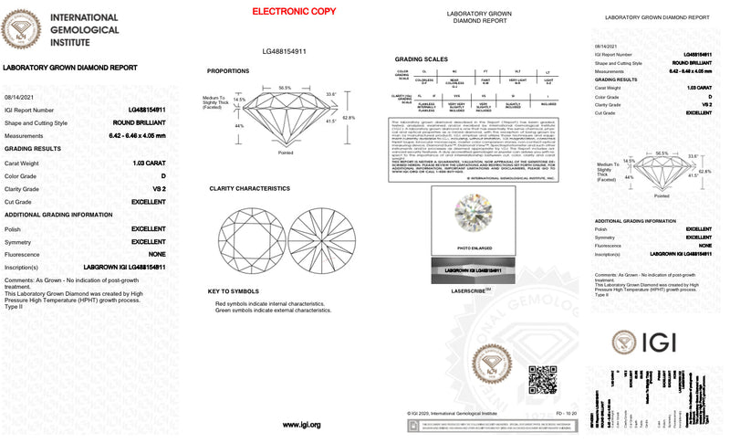 1.03ct D/VS2 RBC Lab Created Diamond IGI#LG488154911 - Walter Bauman Jewelers