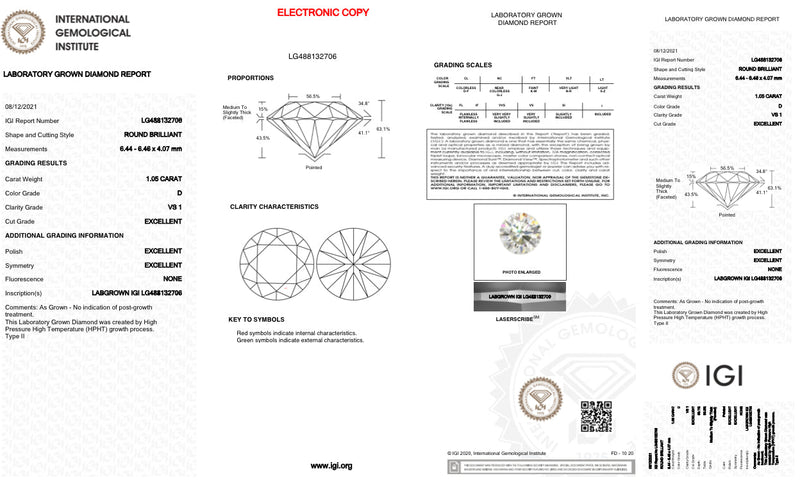 1.05ct D/VS1 RBC Lab Created Diamond IGI#LG488132706 - Walter Bauman Jewelers