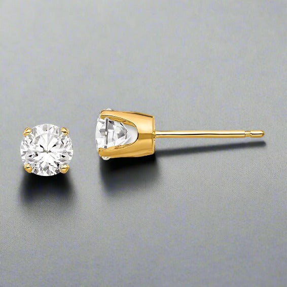 14k 4.5mm CZ stud earrings - Walter Bauman Jewelers