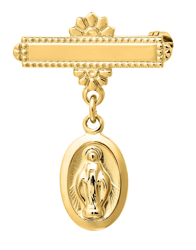 14K Gold Bar Pin with Drop - Walter Bauman Jewelers