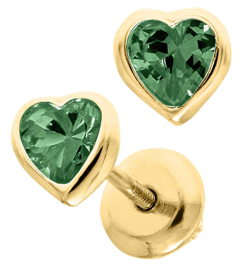 14K Gold Heart Baby Studs - May Cz - Walter Bauman Jewelers