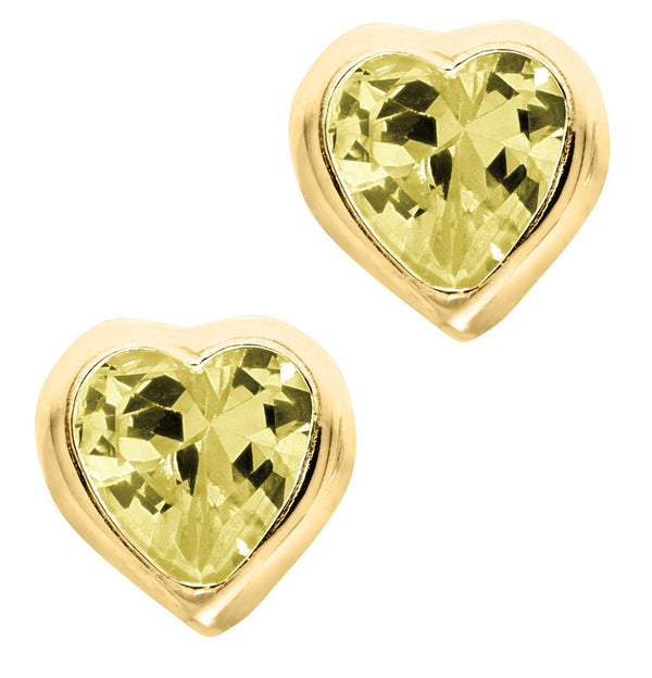 14K Gold Heart Baby Studs - November Cz - Walter Bauman Jewelers