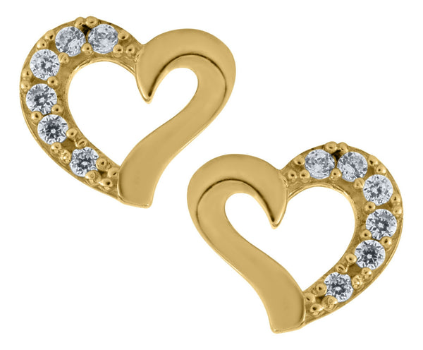 14K Gold Open Heart with Cz - Walter Bauman Jewelers