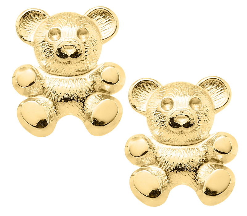 14K Gold Teddy Bear Safety Studs - Walter Bauman Jewelers