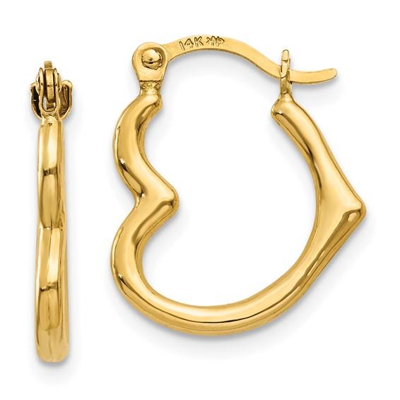 14K Heart Shaped Hollow Hoop Earrings - Walter Bauman Jewelers