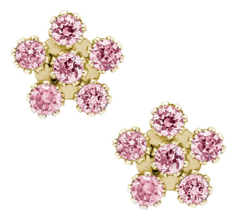 14K Pink Cz Flower Baby Studs - Walter Bauman Jewelers