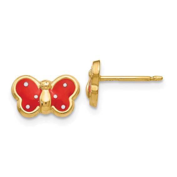14k Red Enameled Butterfly Earrings - Walter Bauman Jewelers