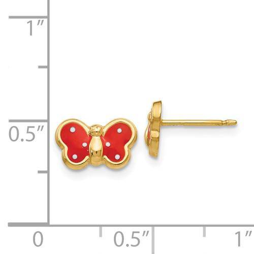 14k Red Enameled Butterfly Earrings - Walter Bauman Jewelers