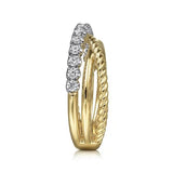 14K TT 0.36ctw Diamond crossover Ring - Walter Bauman Jewelers