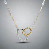 14K TT 0.50ctw Double Oval Diamond and Beaded Necklace - Walter Bauman Jewelers